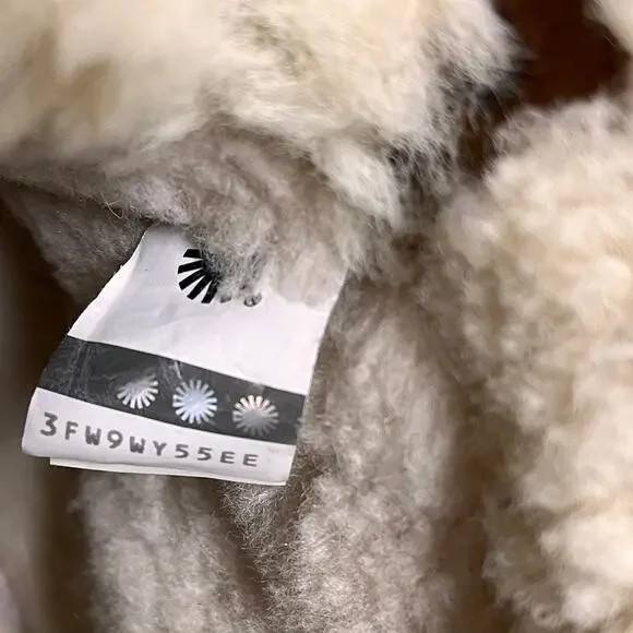 UGG Weylyn Shearling Cuff Lace Up Suede Boots Chestnut Fur Womens 8.5 Cozy Y2K - Picture 7 of 9